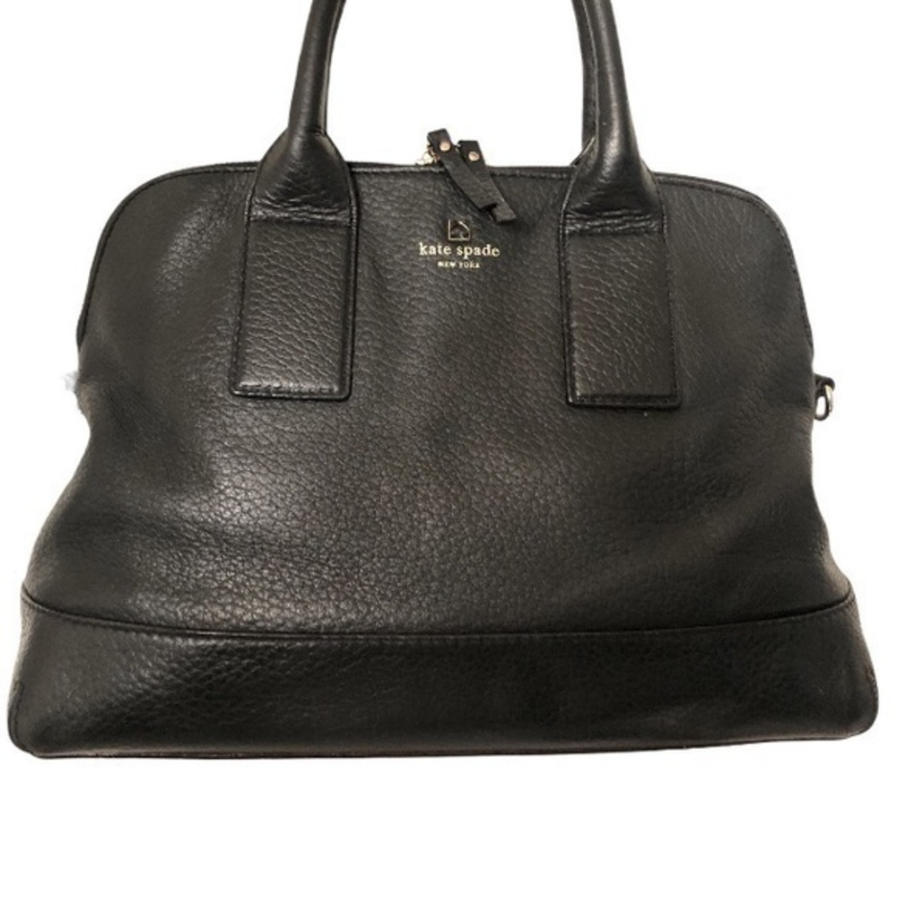 KATE SPADE black leather dome top handle tote bag